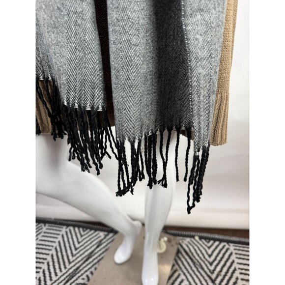 Pierre Cardin Vintage  Fine Muffler Cashmillon Acrylic Scarf W/ Black Fringe Gra - Picture 7 of 10